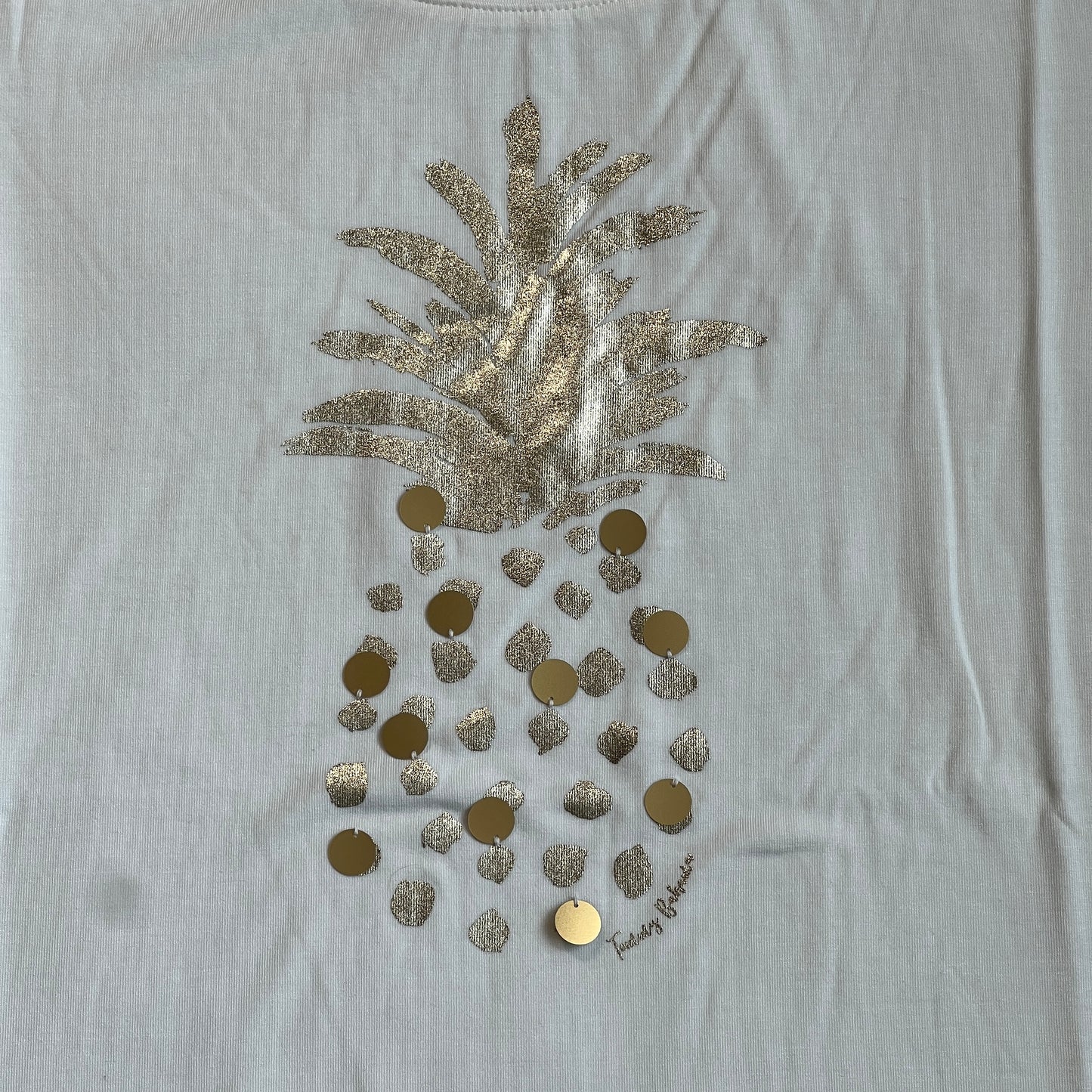 TOMMY BAHAMA Women's Kauai Shimmer Pineapple Tee T-shirt Coconut Size M (New)