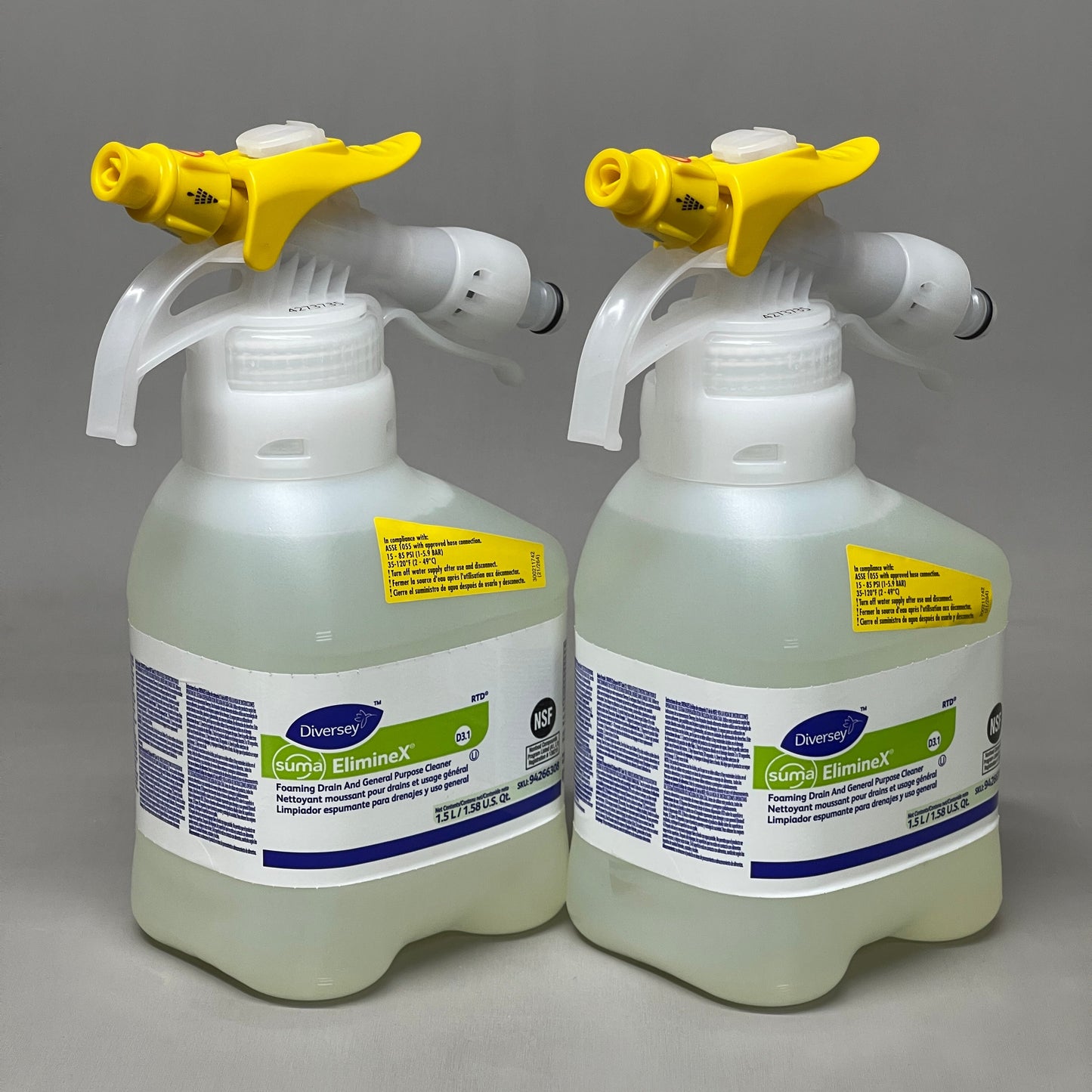 ZA@ DIVERSEY Suma Eliminex Foaming Drain & General Purpose Cleaner 10-PK x 1.5L 94266308 (New) A