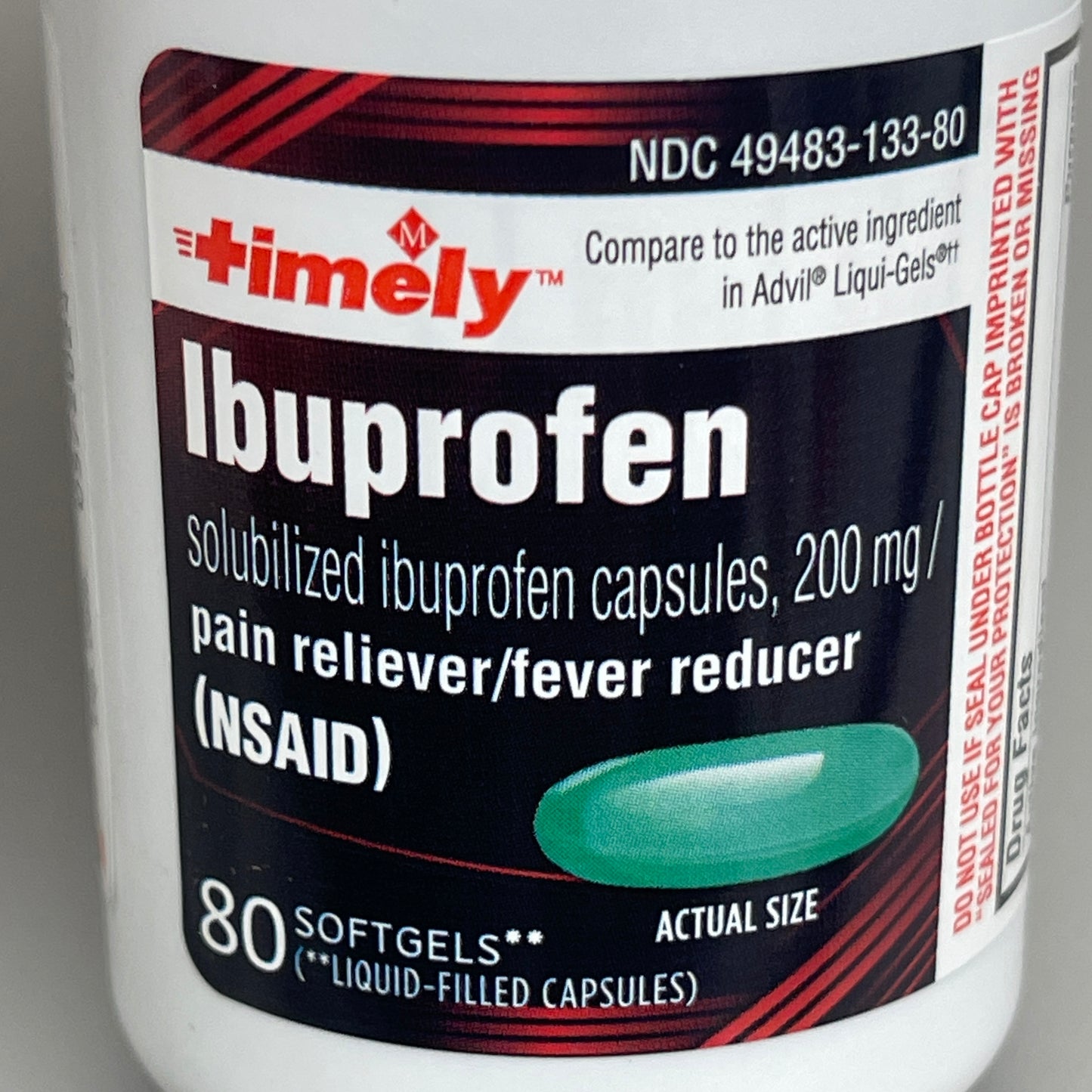 TIMELY Ibuprofen 18-PACK! 80 Softgels 200mg Pain Reliever/Fever Reducer BB 05/24 (New)