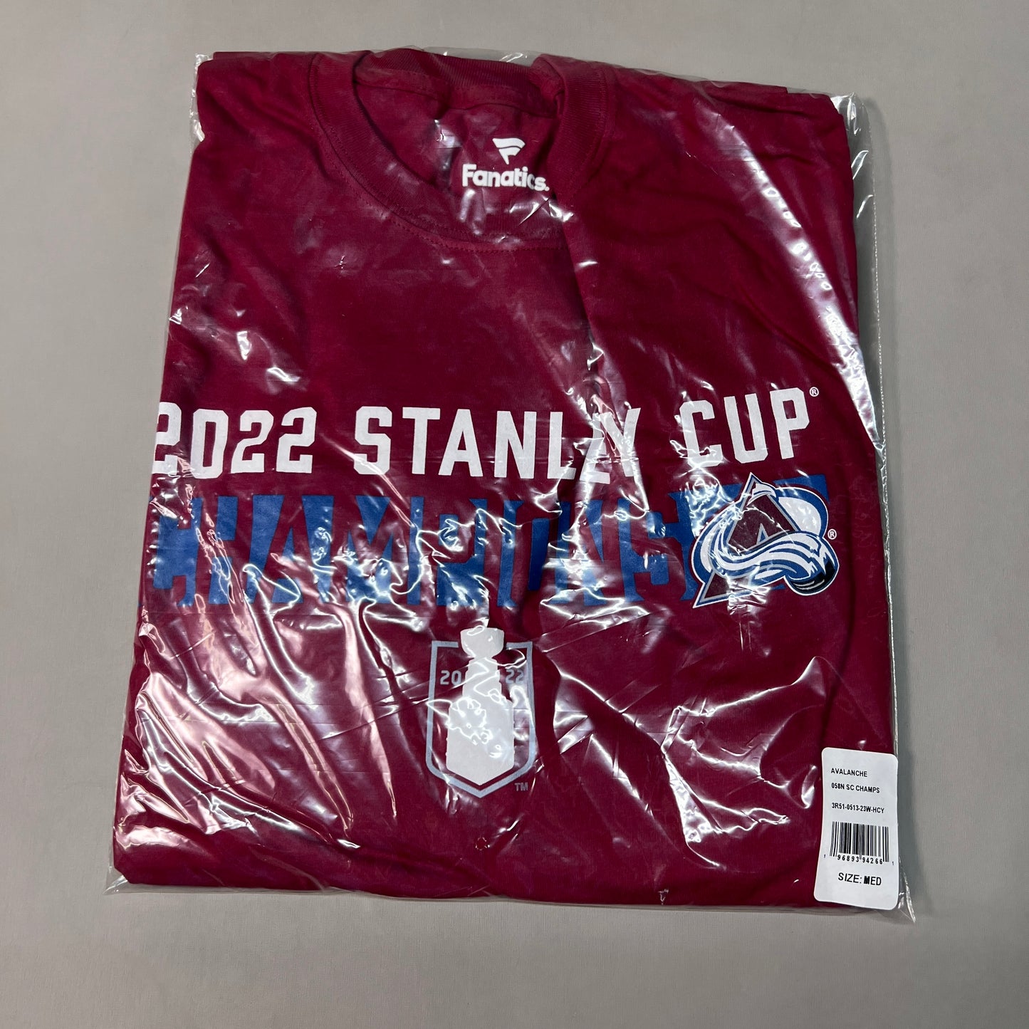 FANATICS 2022 Stanley Cup Champions Colorado Avalanche Long Sleeve T-shirt Sz M Burgundy 058N SC Champs (New)