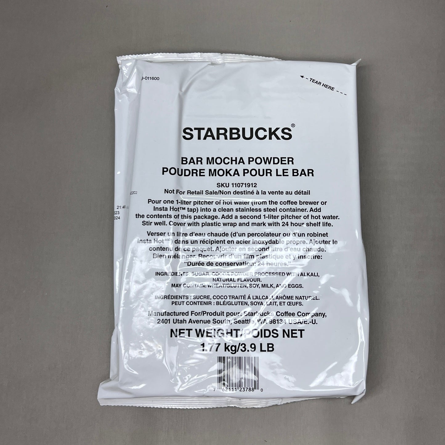 6-PK STARBUCKS Bar Mocha Powder Each 62.5 oz/bags BB 03/24 (New) A