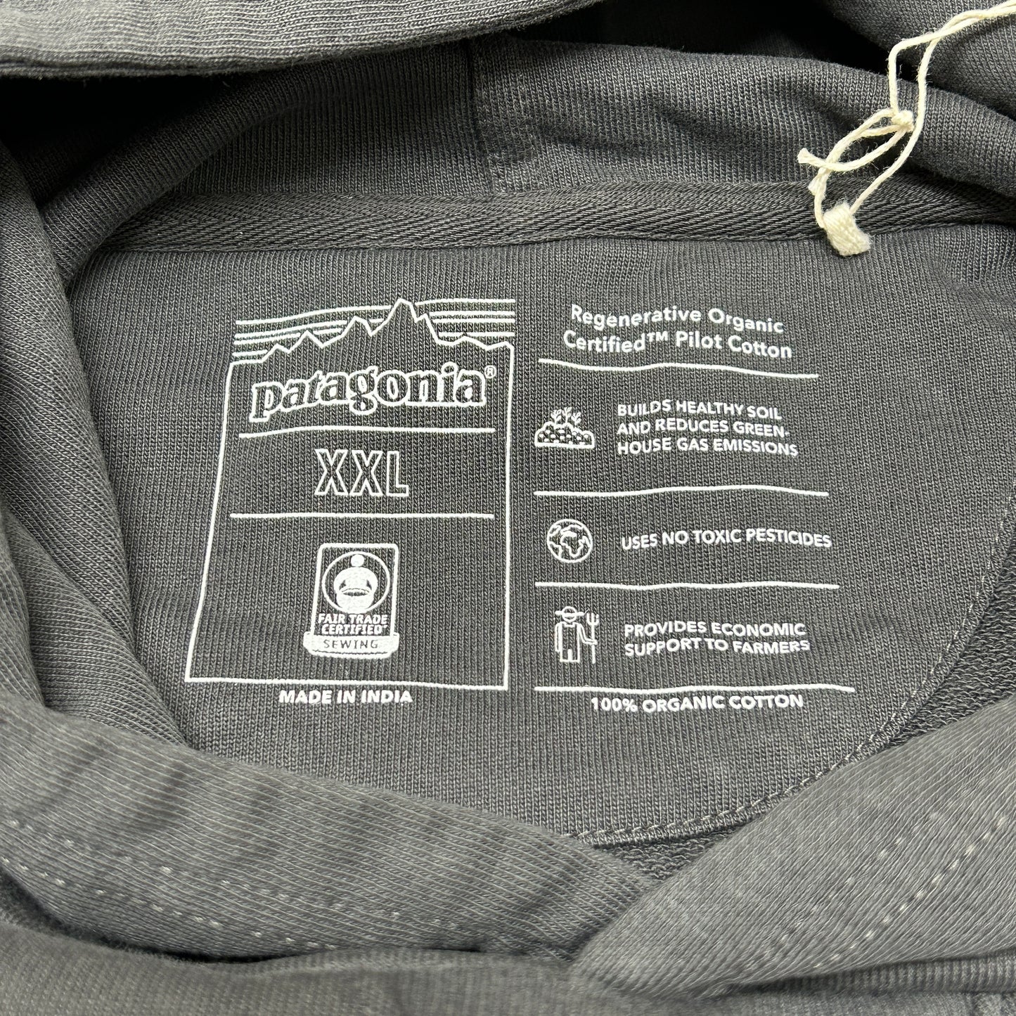 PATAGONIA Regenerative Organic Cotton Hoody Sweatshirt Sz XXL Ink Black (New)