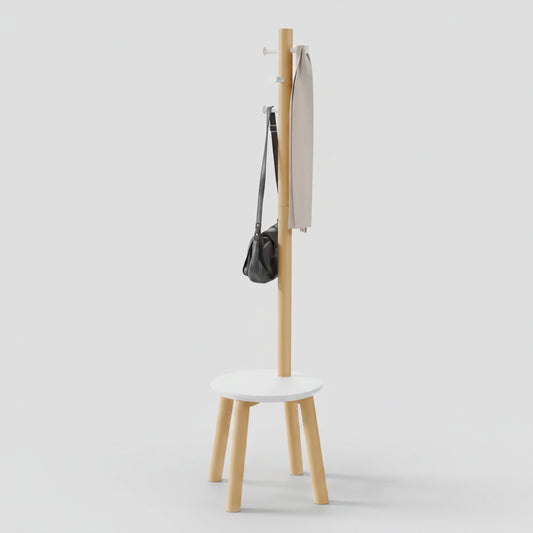 UMBRA Pillar Stool & Coat Rack By Nate Asis 65"x19"x19" White/Natural 1014257668