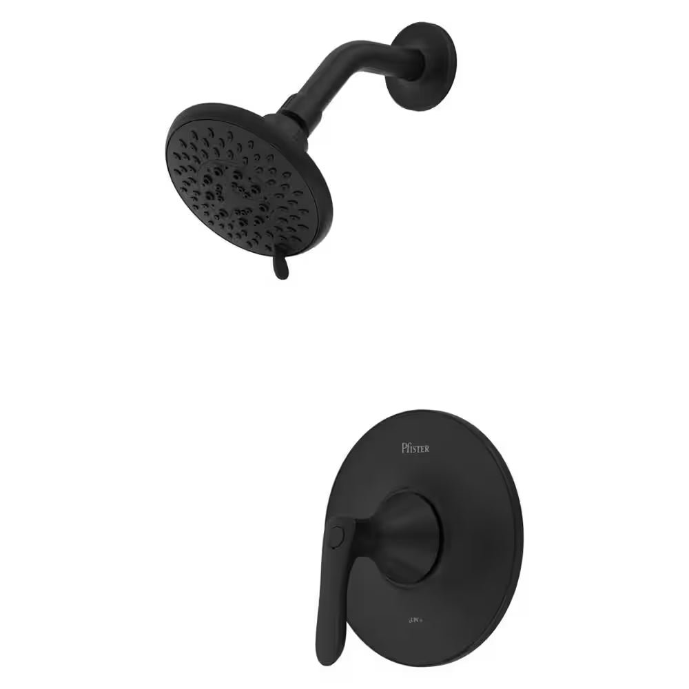 PFISTER Weller Shower Only Trim Package with 1.8 GPM Multi Function Shower Head, Matte Black Finish LG89-7WRB