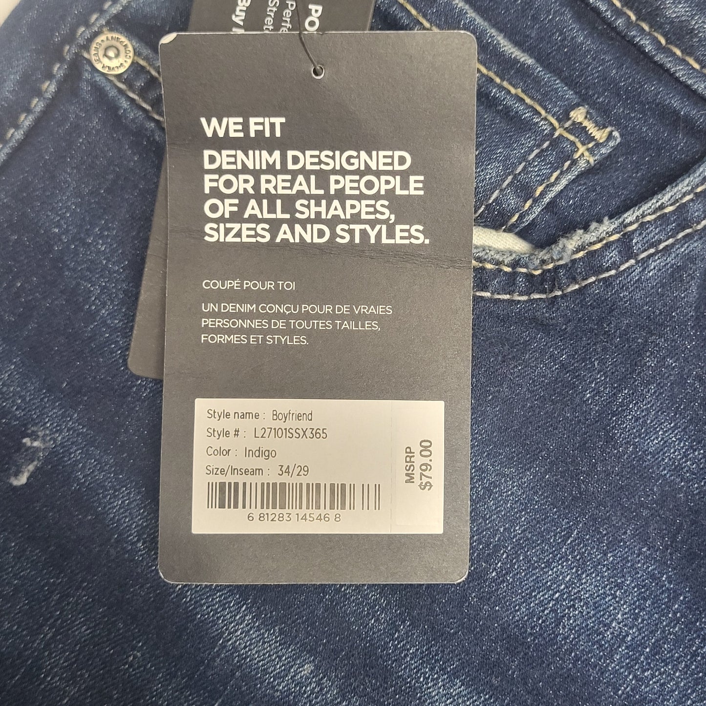 SILVER JEANS CO. Boyfriend Mid Rise Sz 34/29 Indigo L27101SSX365