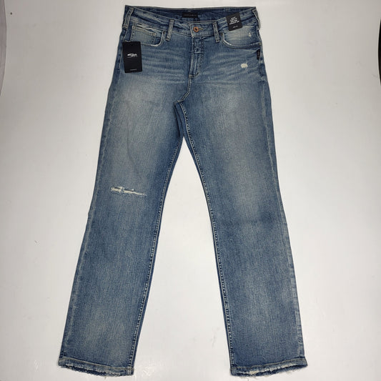 SILVER JEANS CO. Avery Curvy Fit High Rise Straight Leg Sz 33/31 Light Indigo