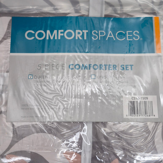 COMFORT SPACES Enya 5 Piece Comforter Set queen Blush/grey CS10-1509