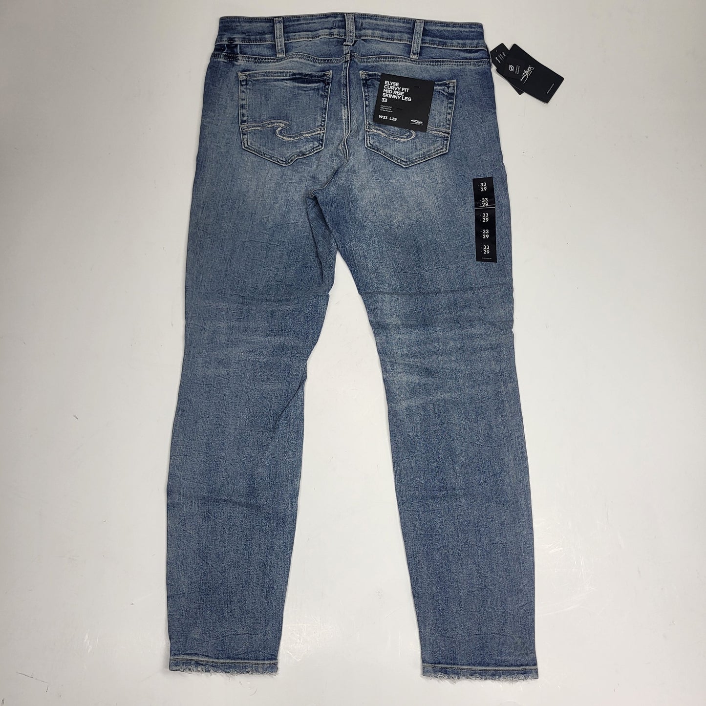 SILVER JEANS CO. Elyse Mid Rise Skinny Leg Sz 33/29 Light Indigo L03116EPX291