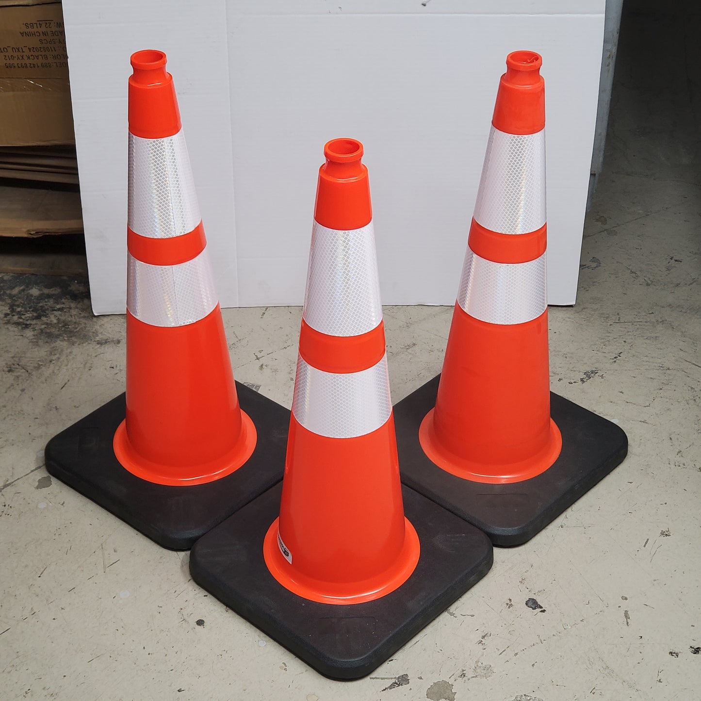 TRAFFIC KONTROL (3 Pack) Heavy Duty Reflective Cone 28" Tall 14" Base Orange