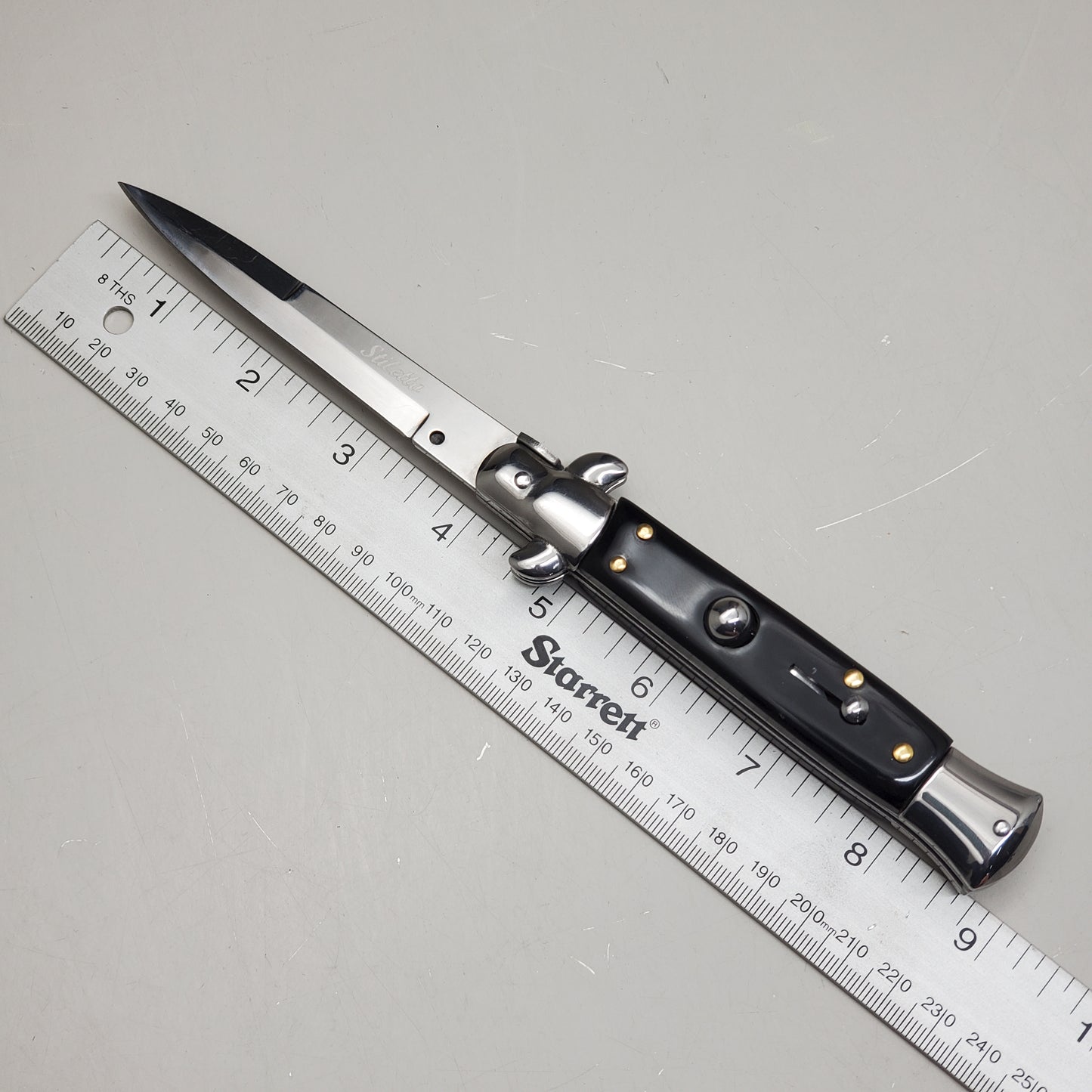 ZA@ ARMED FORCE TACTICAL Hand Crafted OTF Pocket Knife  9" Knife 4" Blade Black/Silver ST-6BK