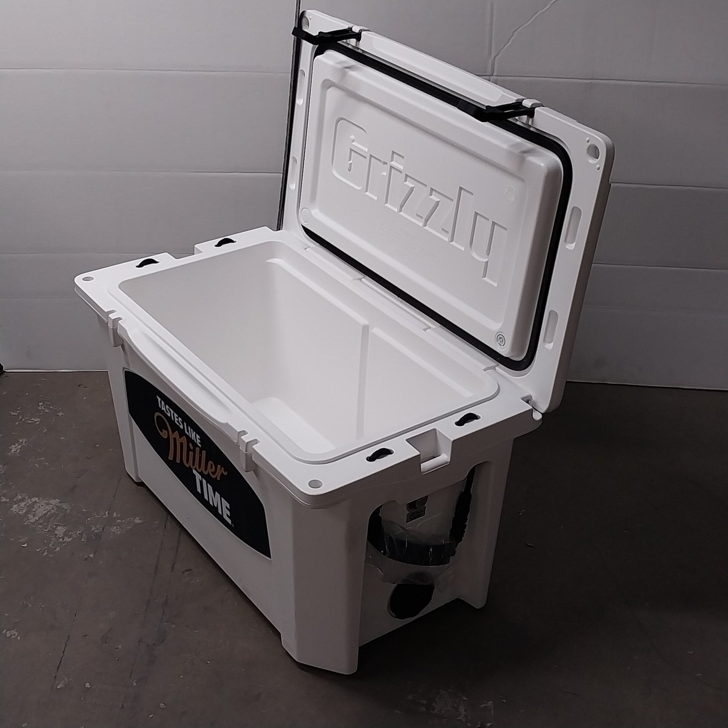 GRIZZLY 60 Cooler w/ "Tastes Like Miller Time" Advertising 60 Quart White (New)