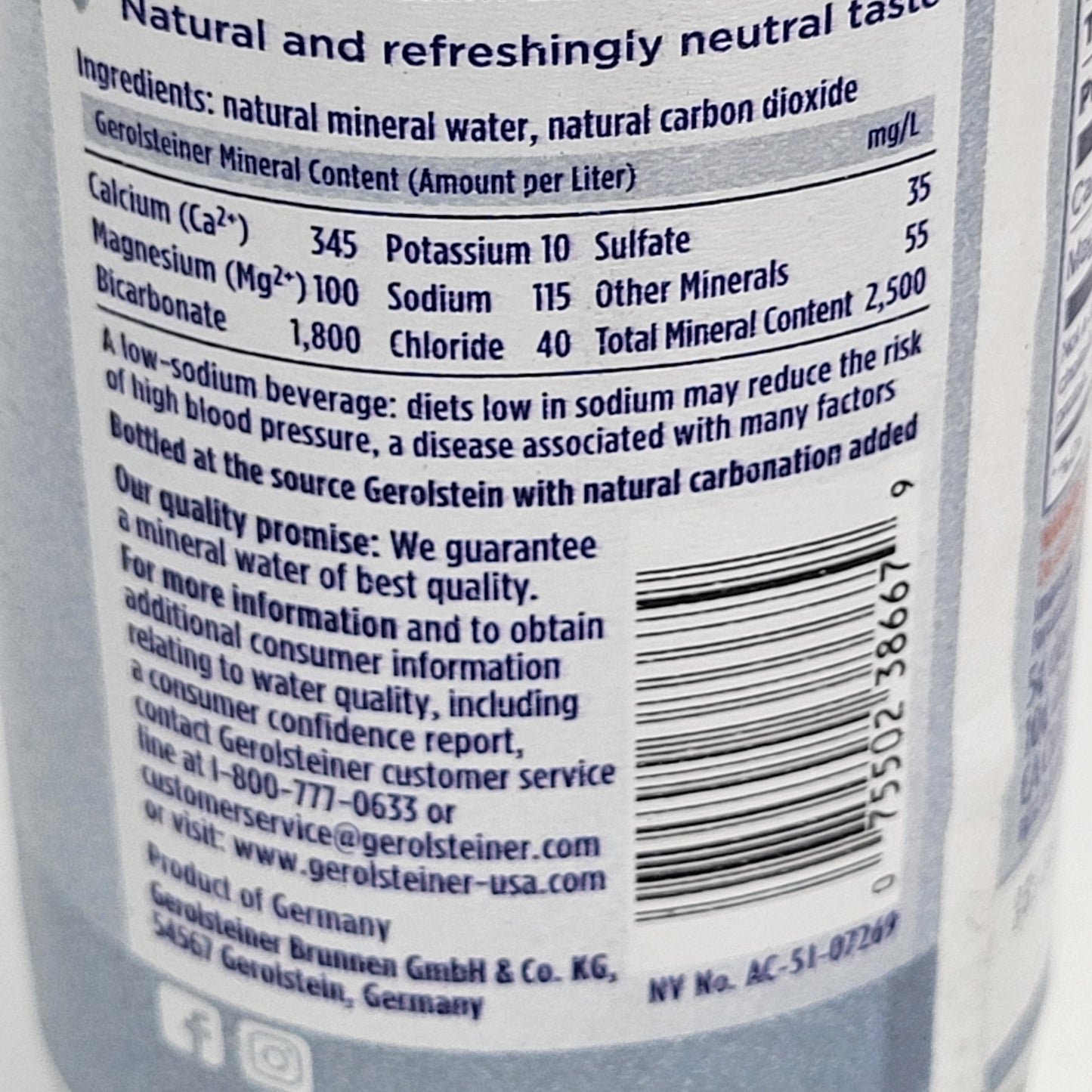 ZA@ GEROLSTEINER (15 PACK) Sparkling Natural High Mineral Content Water 23.5 oz