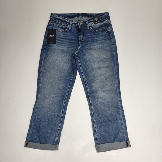 SILVER JEANS CO. Suki Curvy Fit Mid Rise Capri Sz 31/23.5 Light Indigo L43916EPX224