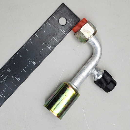 GA Beadlock A/C Fitting Crimp On Female O Ring  90 degree W 1/4" port