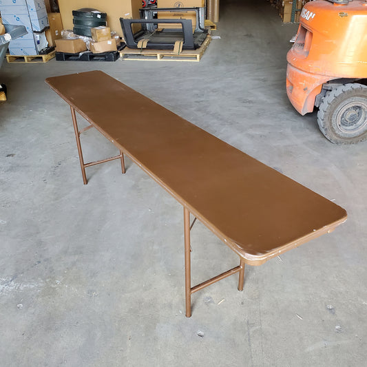 Z@ MITY-LITE Lightweight Folding Plastic Table Brown 18" x 8' (Pre-Owned Very Minor Wear)