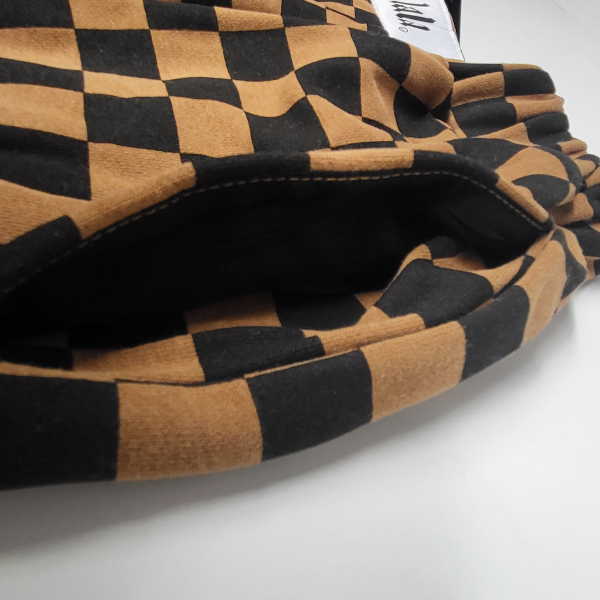 DRESSED IN LALA Rocky Harem Baggy Pants  SZ L Caramel + Black Checkerboard