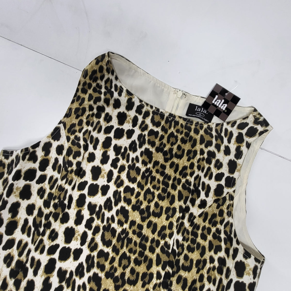 DRESSED IN LALA Put a Spell on You Linen + Cotton Blend Mini Dress XL Leopard