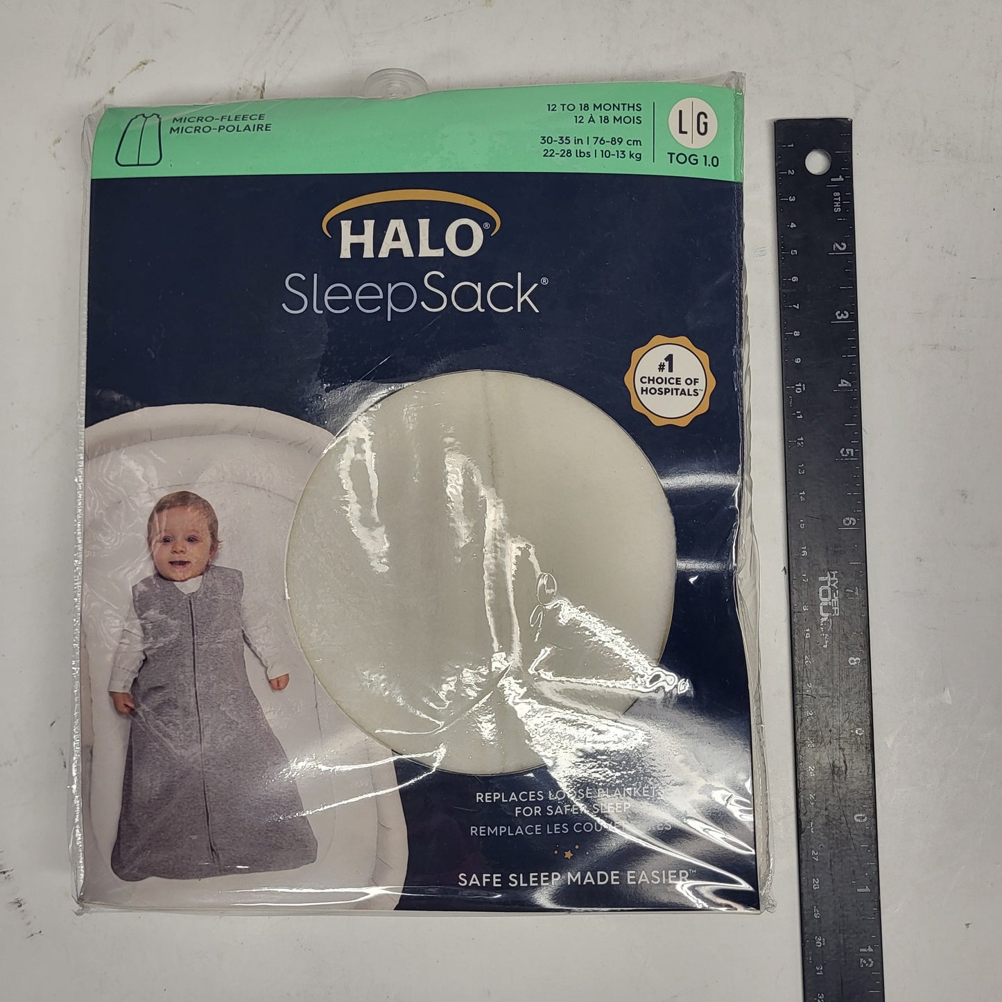 HALO Sleepsack Swaddle Wearable Baby Blanket Micro-fleece 12-18 mo. White