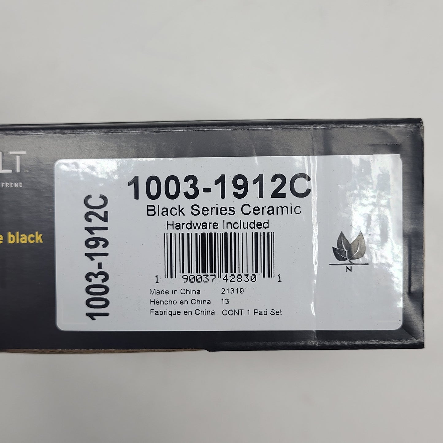 QUALITY-BUILT Ceramic Disc Brake Pad Set Black Front 1003-1912C
