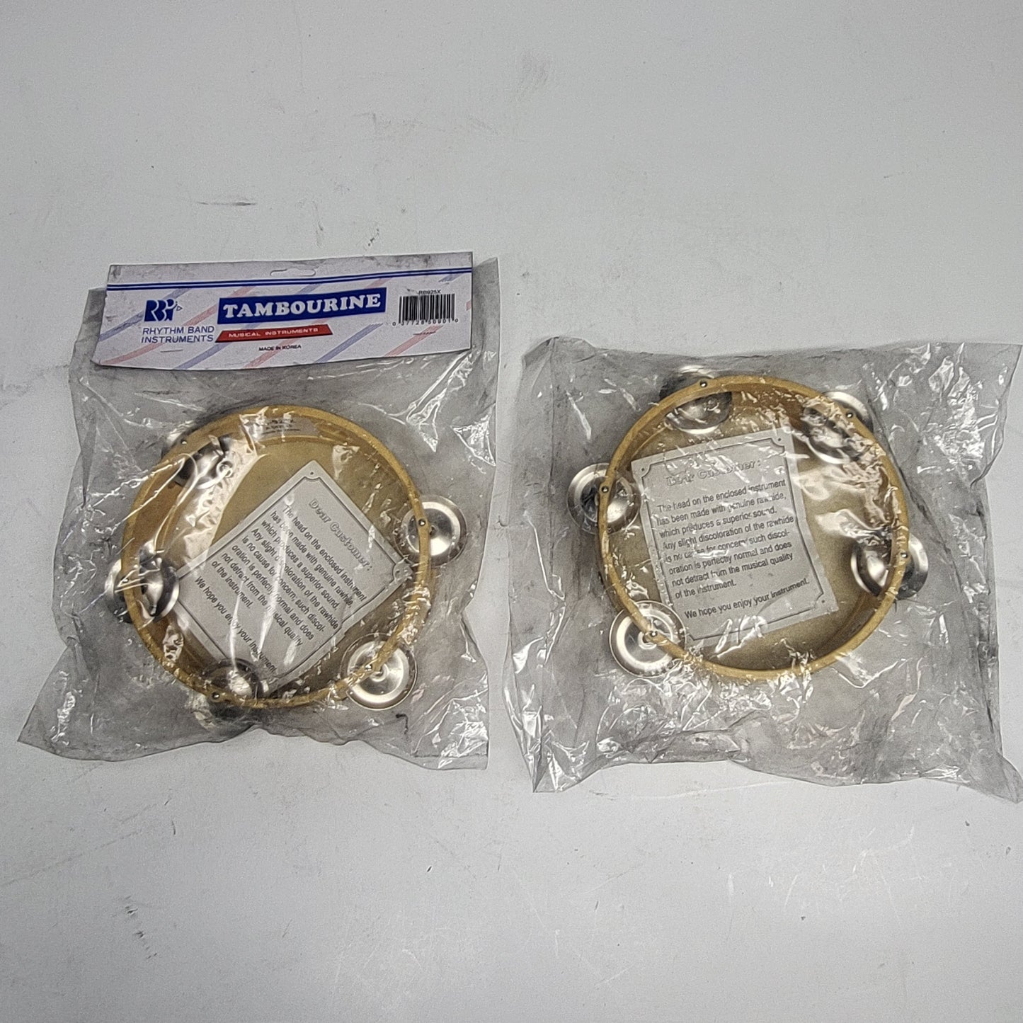 ZA@ RHYTHM BAND INSTRUMENTS (2 PACK) Tambourine Genuine Rawhide