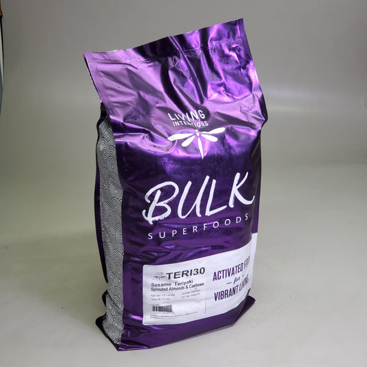 ZA@ LIVING INTENTIONS Sprouted Almonds & Cashews 15 Lbs Sesame Teriyaki BB 09/25 D