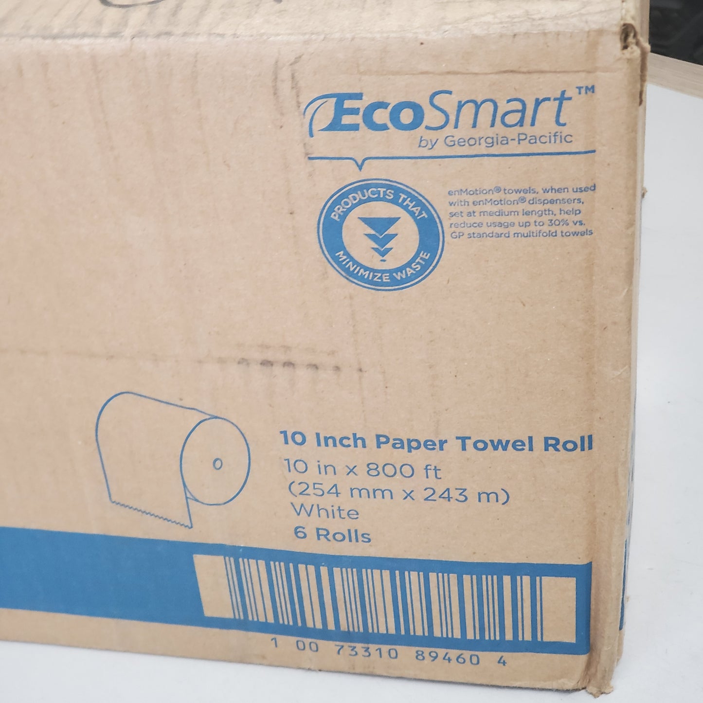 ENMOTION (6 Pack) Paper Towel Rolls 10" W 800' L 1.5" Core White 89460
