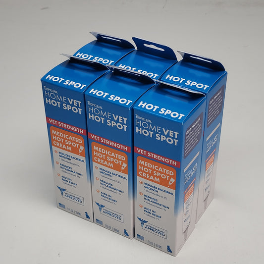 ZA@ TROPICLEAN (6 PACK) Homevet Medicated Pet Hot Spot Cream 1 oz 06/28