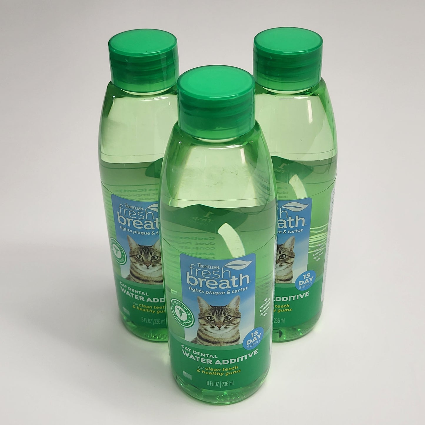 TROPICLEAN (3 PACK) Fresh Breath Fights Plaque & Tartar Cat Dental Water Additive 8 oz
