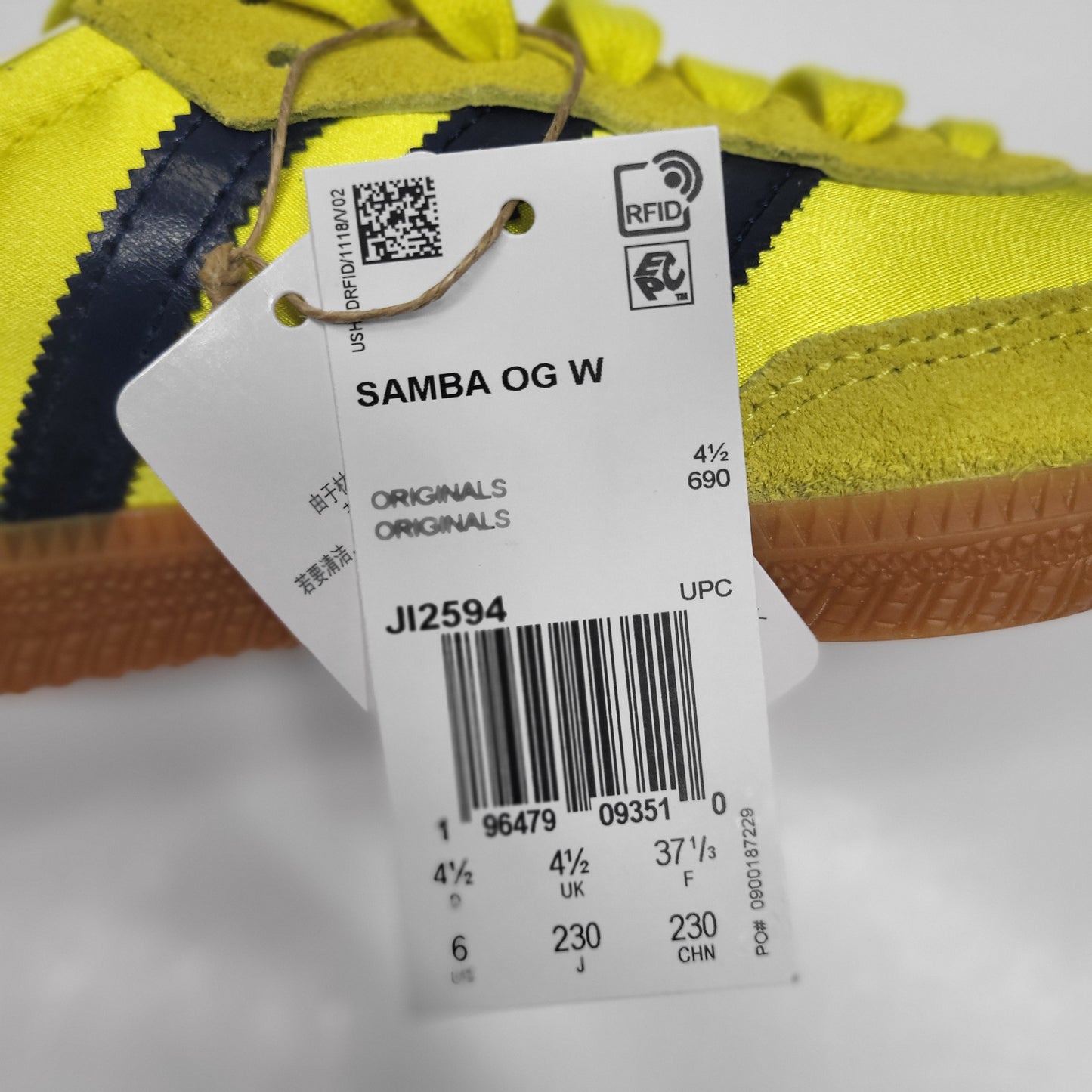 ADIDAS Samba Og W Sneakers Women's Sz 6 Yellow, Night Indigo & Cream JI2594