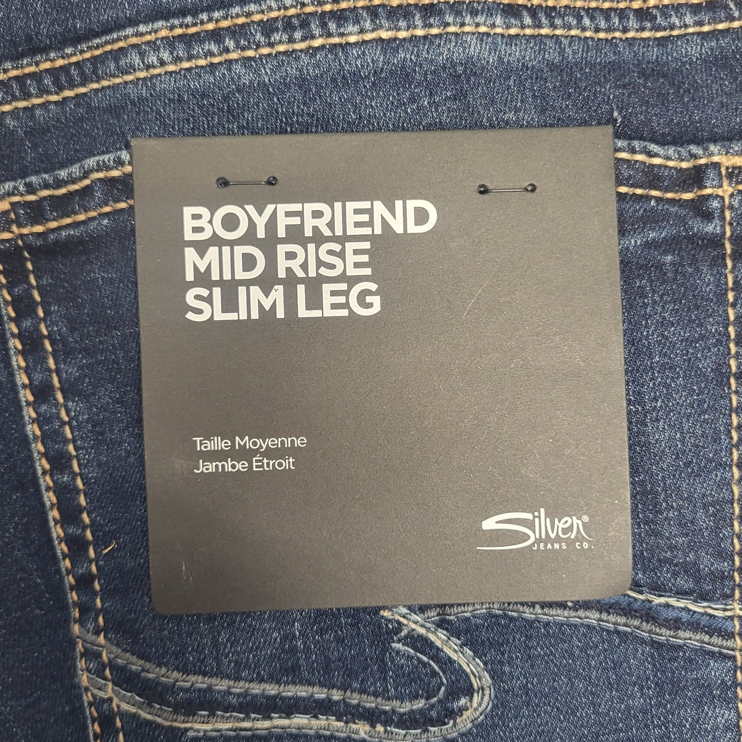 SILVER JEANS CO. Boyfriend Mid Rise Slim Leg Sz 14/29 Indigo W27101CVS415