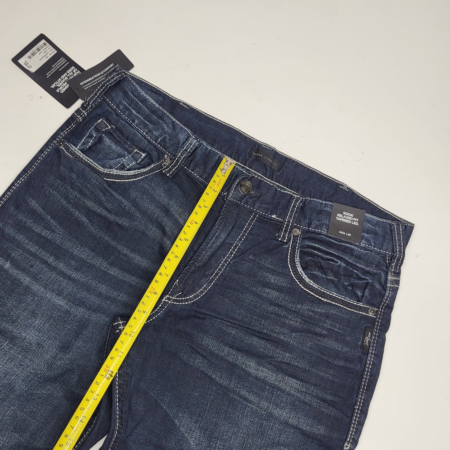 SILVER JEANS CO. Eddie Tapered Leg Relaxed Fit Sz 34/30 Indigo M42995RAS454