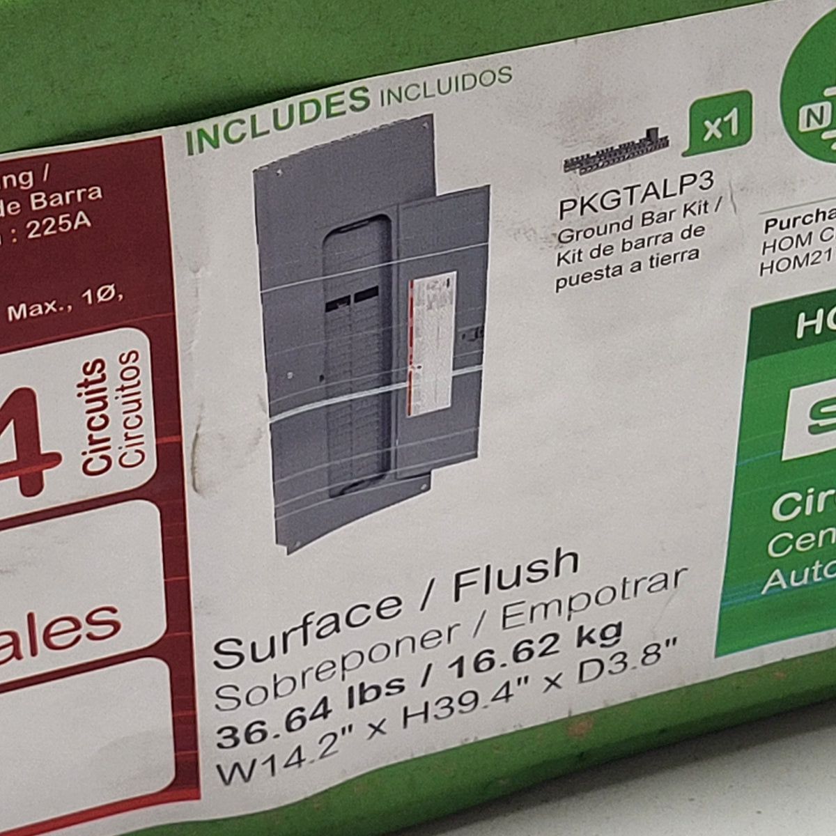 SCHNEIDER ELECTRIC SQUARED Homeline Main Lug Load Center 225 Amp  HOM4284L225PGC