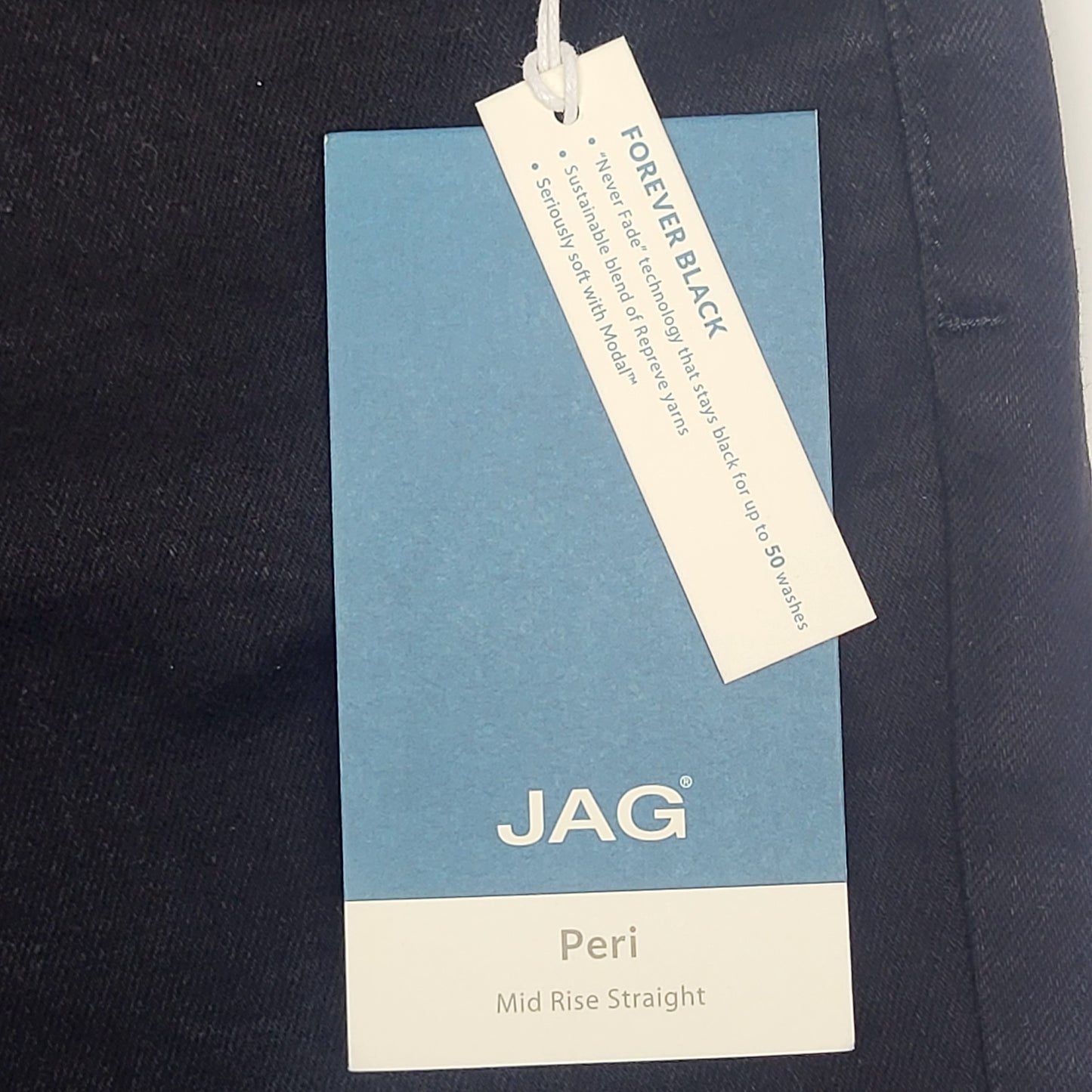 JAG Peri Mid Rise Straight Sustainable Denim Jeans Women's Sz 16/33 Black