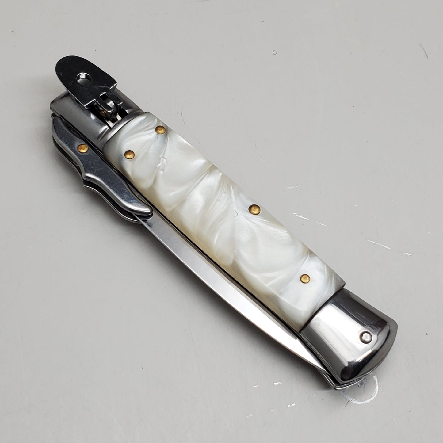 ZA@ ARMED FORCE TACTICAL 8” Handcrafted OTF Pocket Knife – Ivory ST-11WP