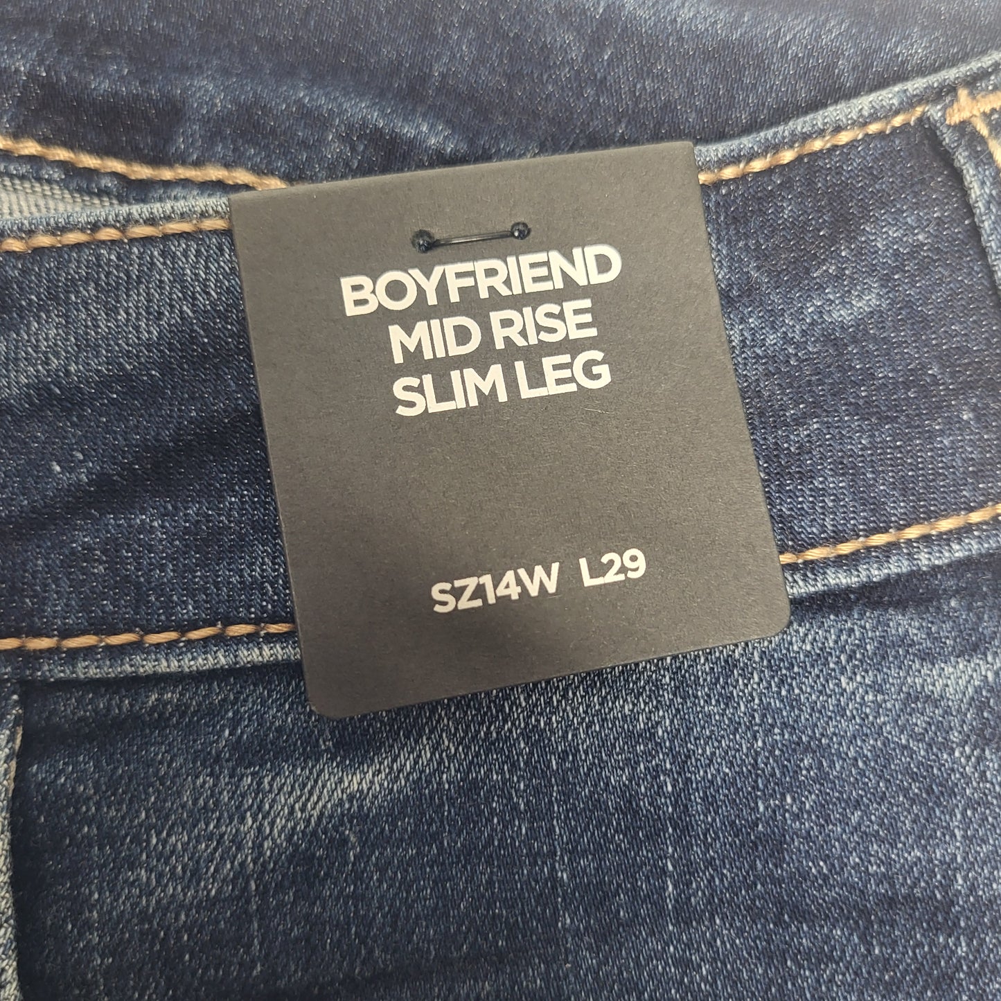 SILVER JEANS CO. Boyfriend Mid Rise Slim Leg Sz 14/29 Indigo W27101CVS415