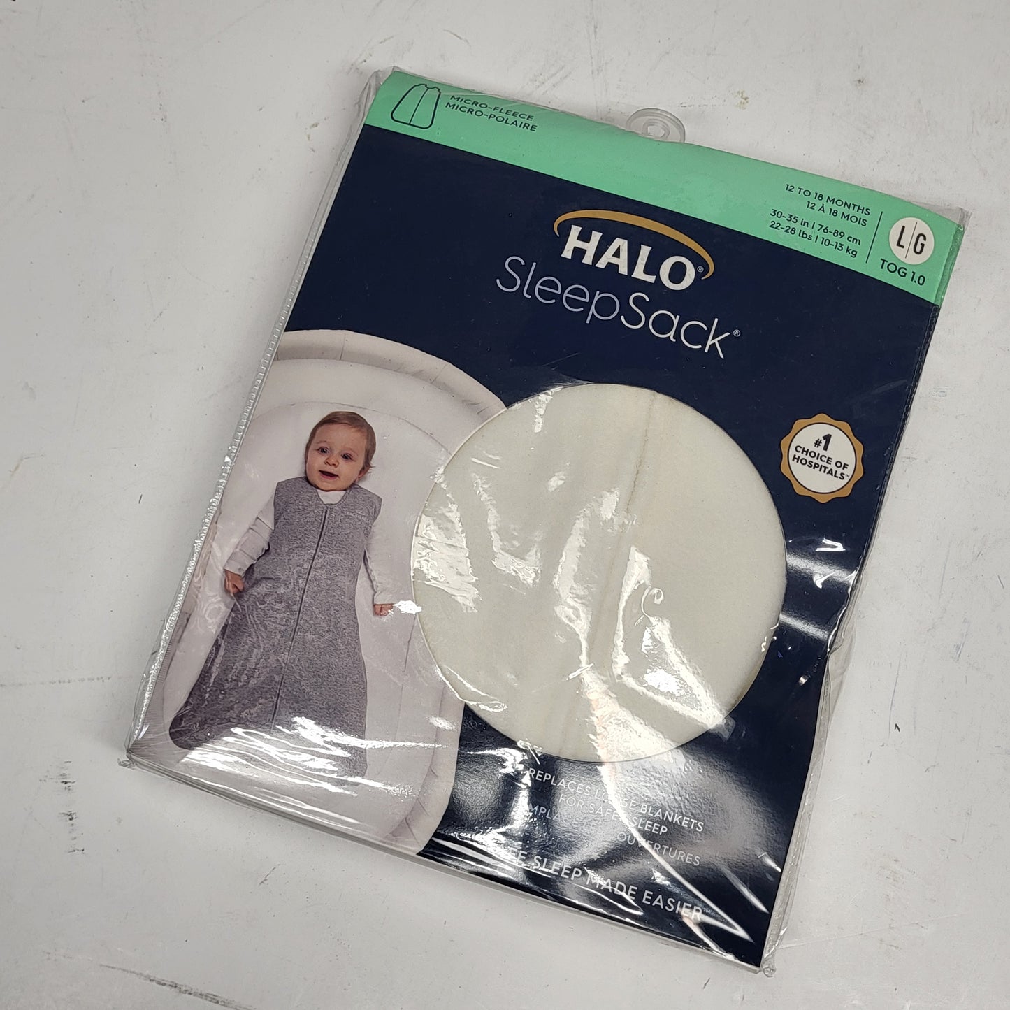 HALO Sleepsack Swaddle Wearable Baby Blanket Micro-fleece 12-18 mo. White