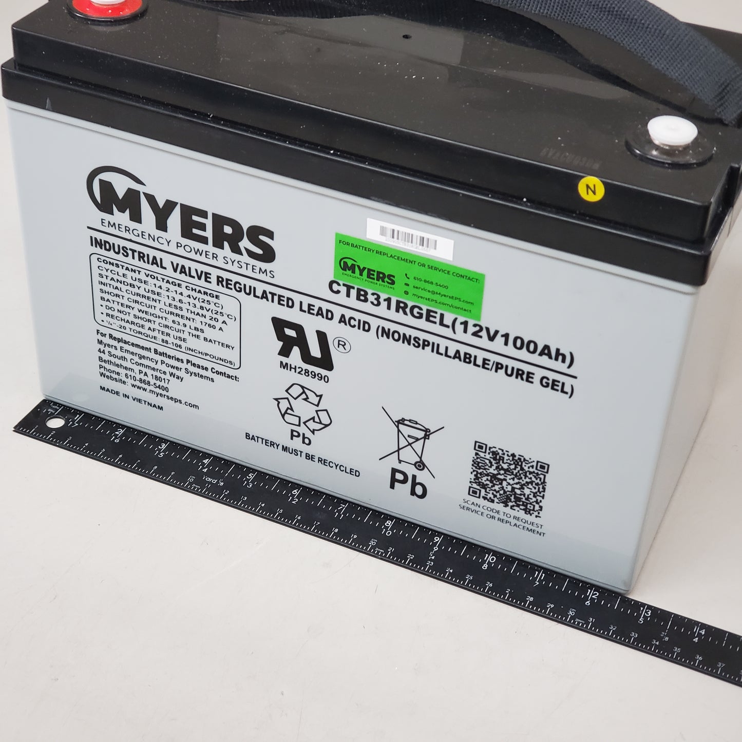 MYERS Vrla Rechargeable Gel Battery Emergency Power Systems CTB31RGEL (New Other)