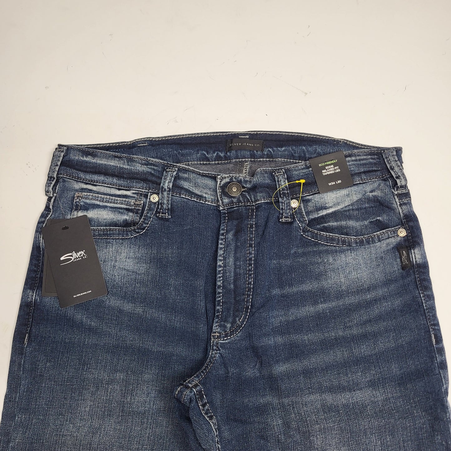 SILVER JEANS CO. Eddie Tapered Leg Eco Friendly Sz 34/30 Indigo M42977RAS396