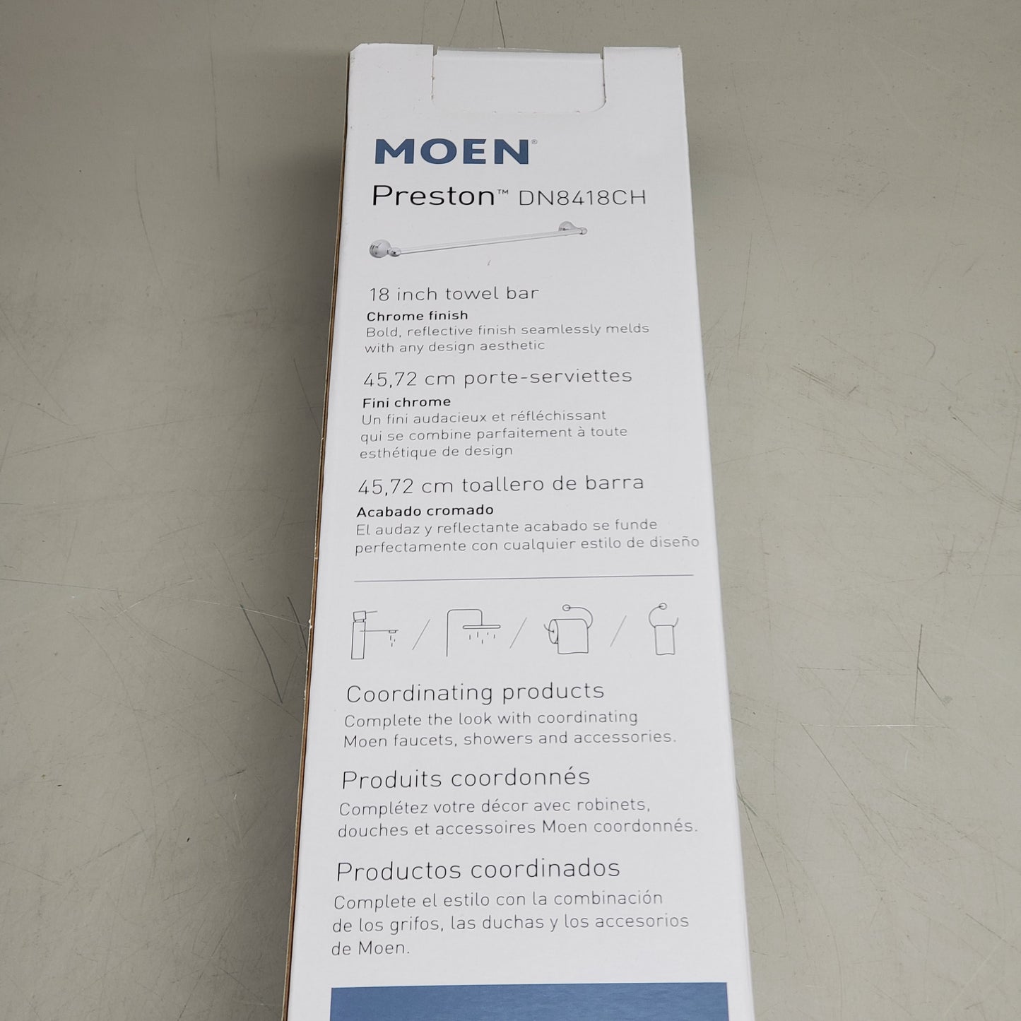 MOEN Preston Towel Bar Single Bar 18" Chrome Finish DN8418CH