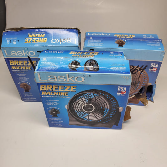 ZA@ LASKO Lot of 3 Breeze Machines Pivoting Floor/table Fans Brown/Black (As Is)