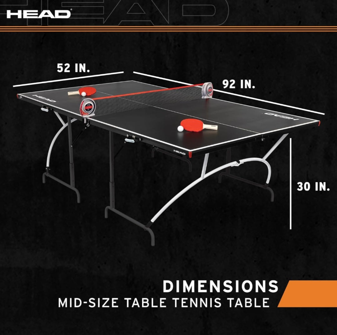 HEAD Mid Size Table Tennis Table Size 92” x 52” x 30”, 1-1-33306-AA021D