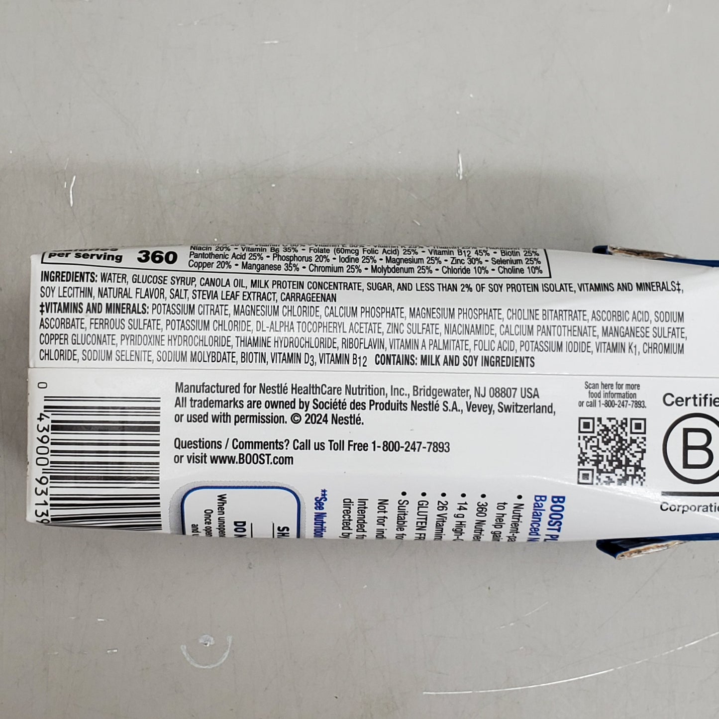 ZA@ NESTLE (24 Pack) Boost Plus Balanced Nutritional Drink 8 fl oz Very Vanilla G12587091 BB 02/26