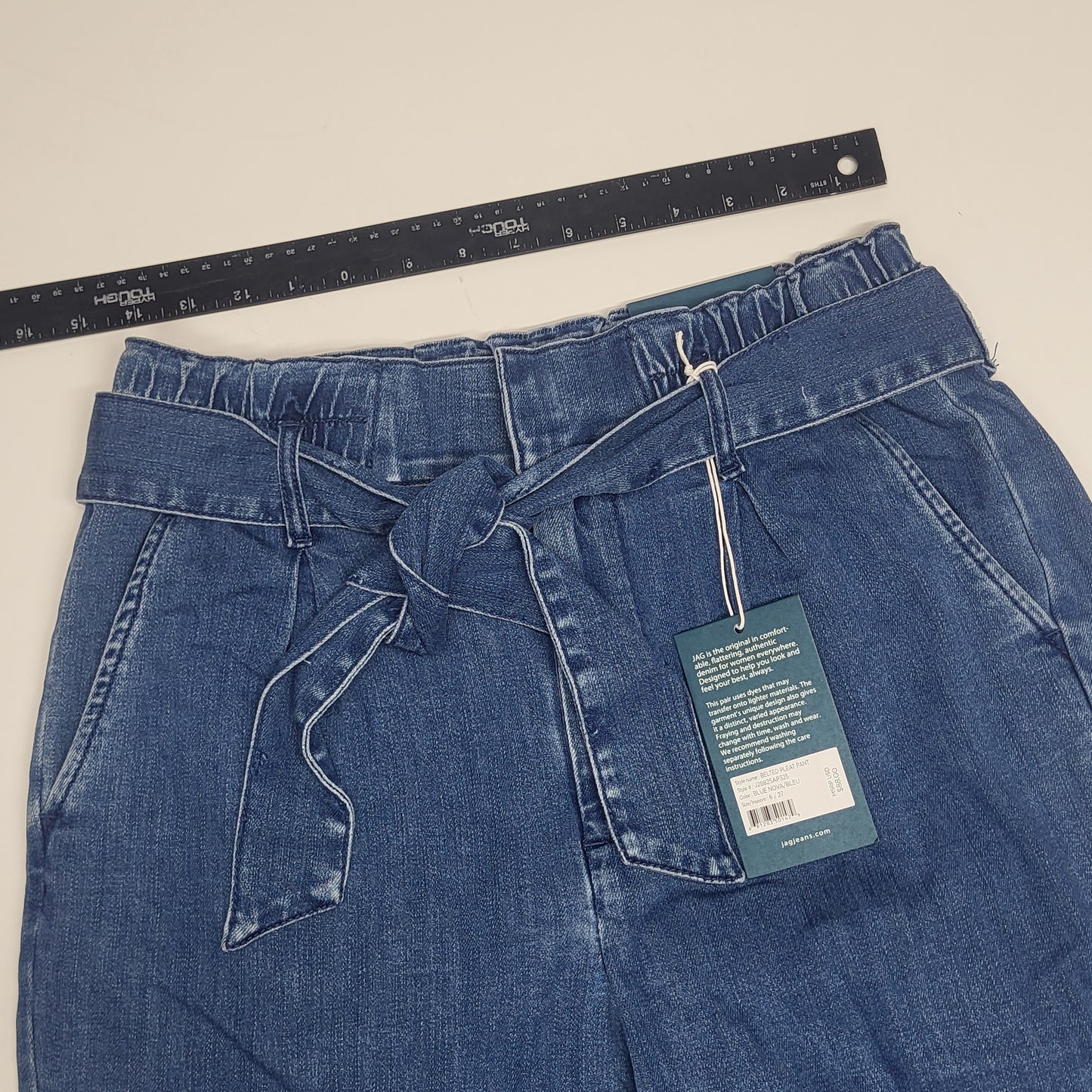 JAG Belted Pleat High Rise Tapered Ankle Womens Sz 6/27 Blue Nova J2882SAP325