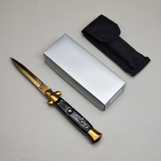 ZA@ ARMED FORCE TACTICAL Hand Crafted OTF Pocket Knife 9" knife 4" blade Gold & Black ST-6GB