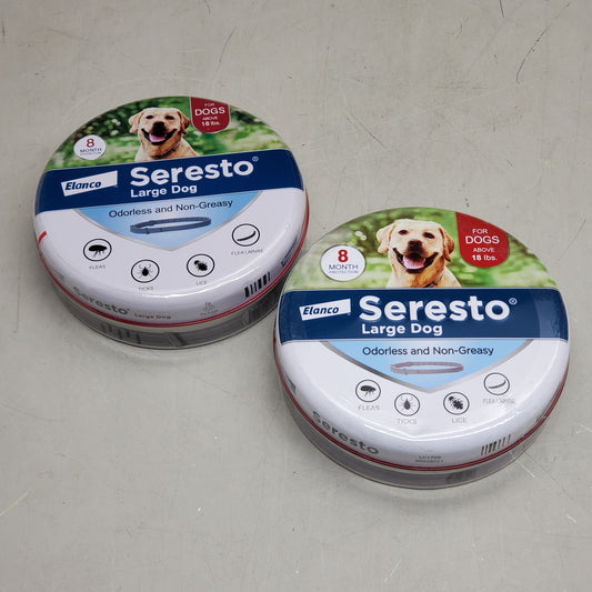 Z@ SERESTO (2 PACK) Elanco Flea & Tick Collar for Large Dogs Above 18 lbs 8 Month Protection