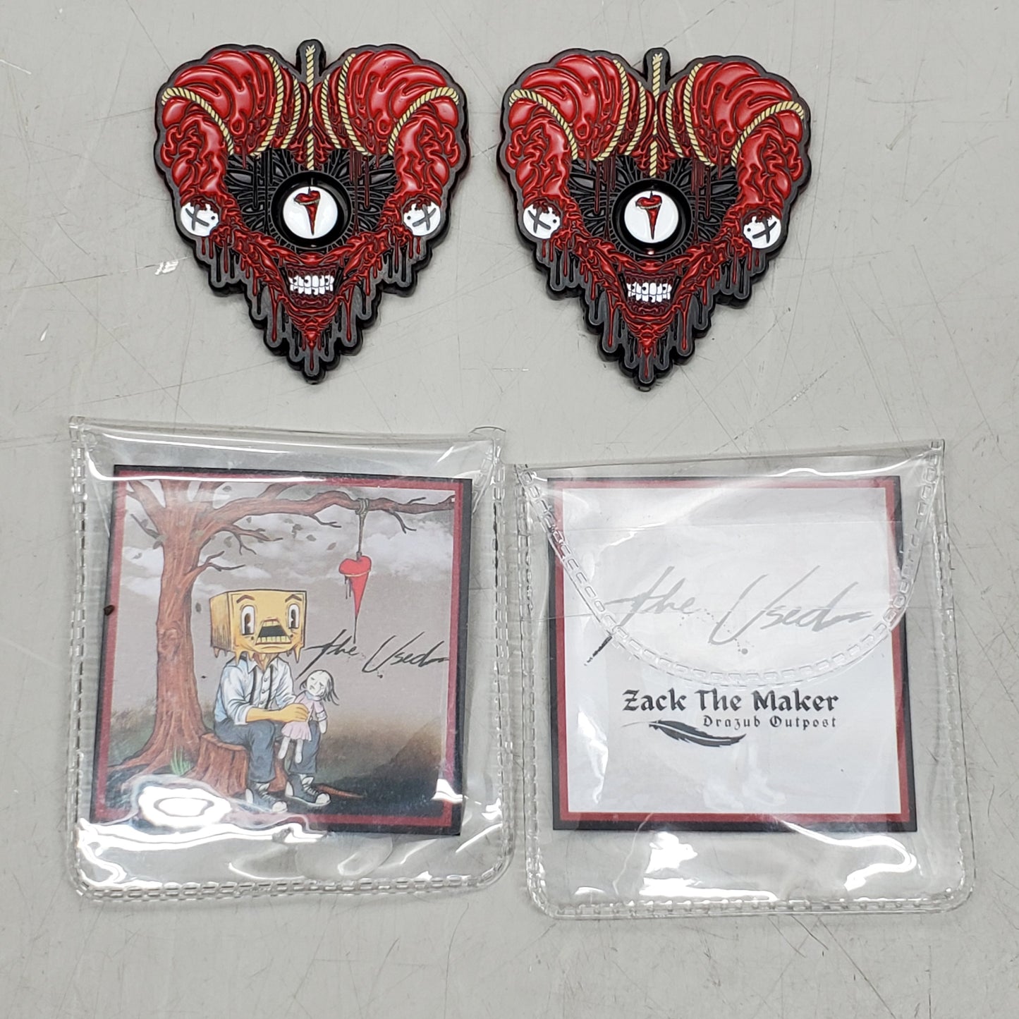 THE USED (2 Pack) In Life and Death Heart Medallion Collector Coin 2" Red / White