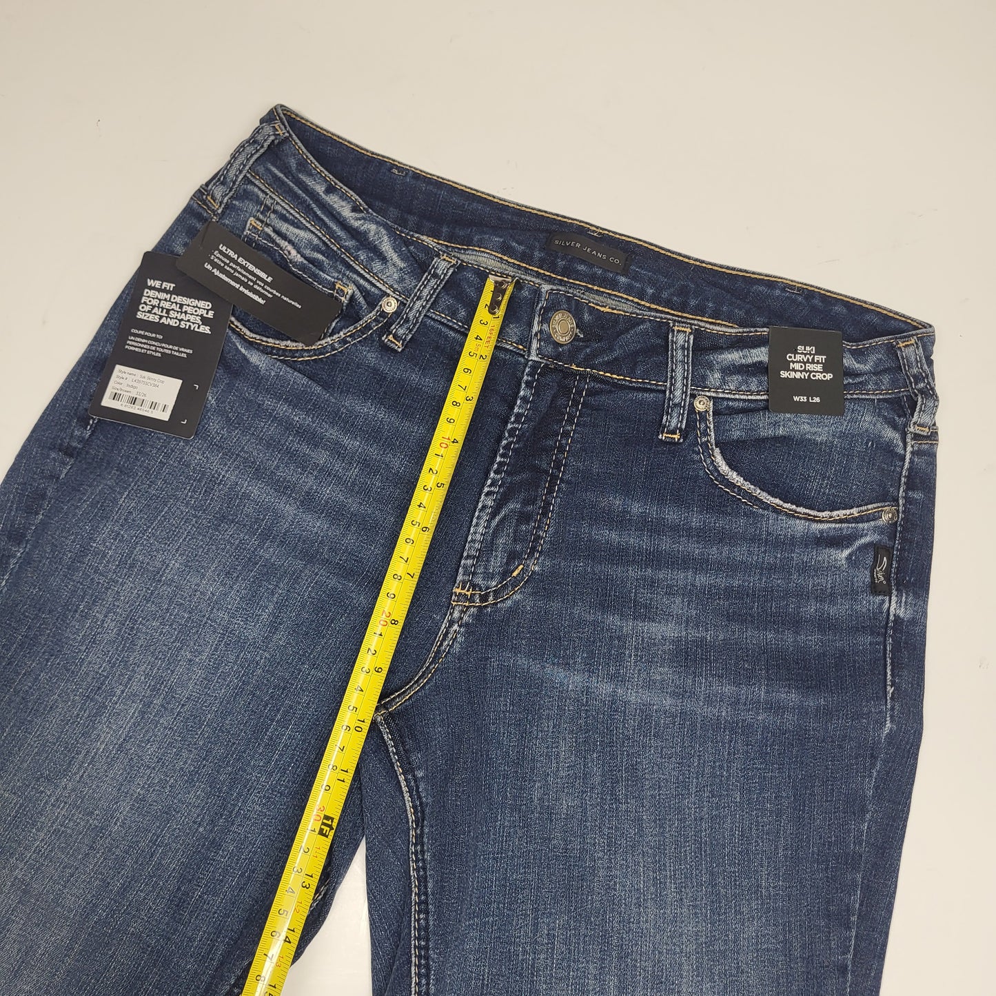 SILVER JEANS CO Suki Curvy Fit Mid Rise Skinny Crop Sz 33 Orlando L43975SCV384