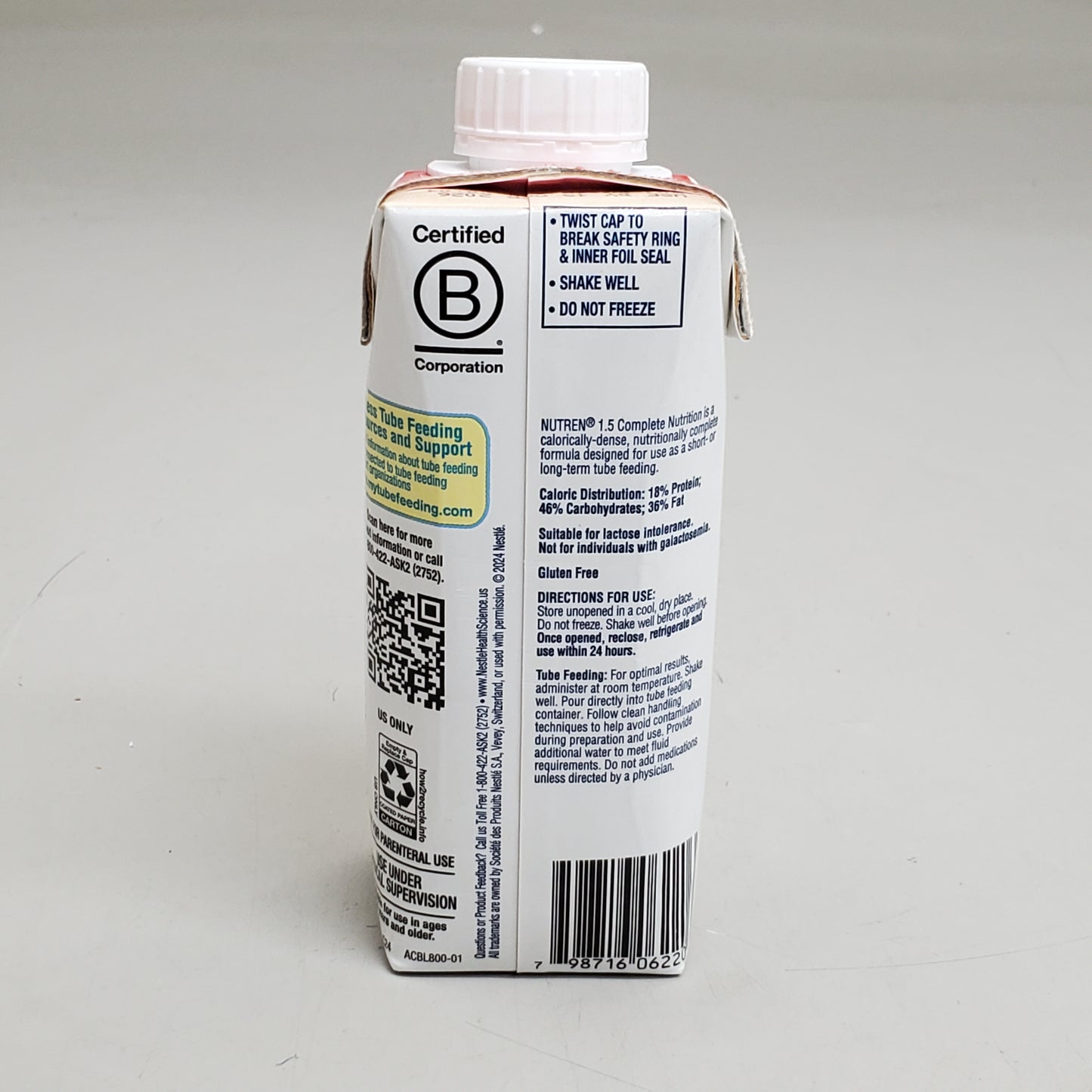 NESTLE (24 Pack) Nutren 1.5 Calorically Dense Nutrition Drink 8 fl oz Unflavored G12591398 BB 04/26