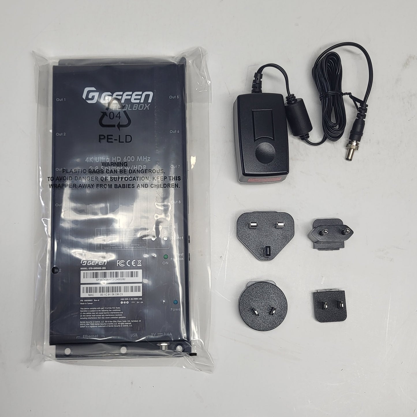 GEFEN 4k Ultra Hd 600 Mhz 2:8 Splitter W/ Hdr & Scaling GTB-UHD600-28S-RT
