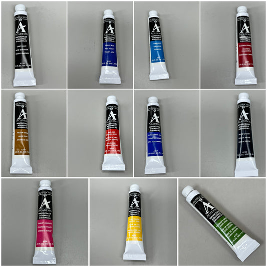 GRUMBACHER (MIXED 11-PACK) Academy Watercolor Paint .25 fl oz / 7.5 ml (New)